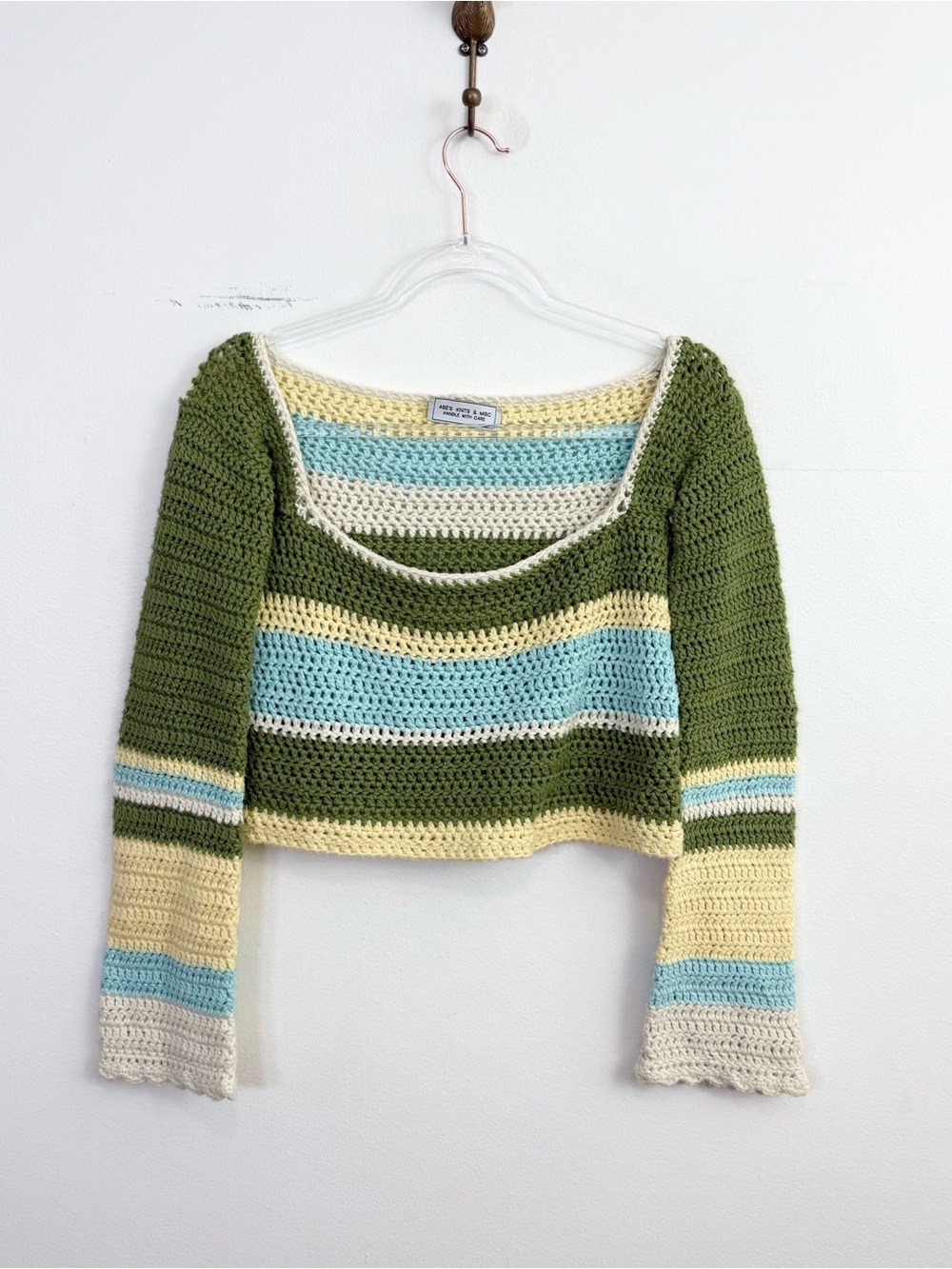 Abe’s Knits & Misc Hand Knit Crochet Stripe Sweater Top XS/S